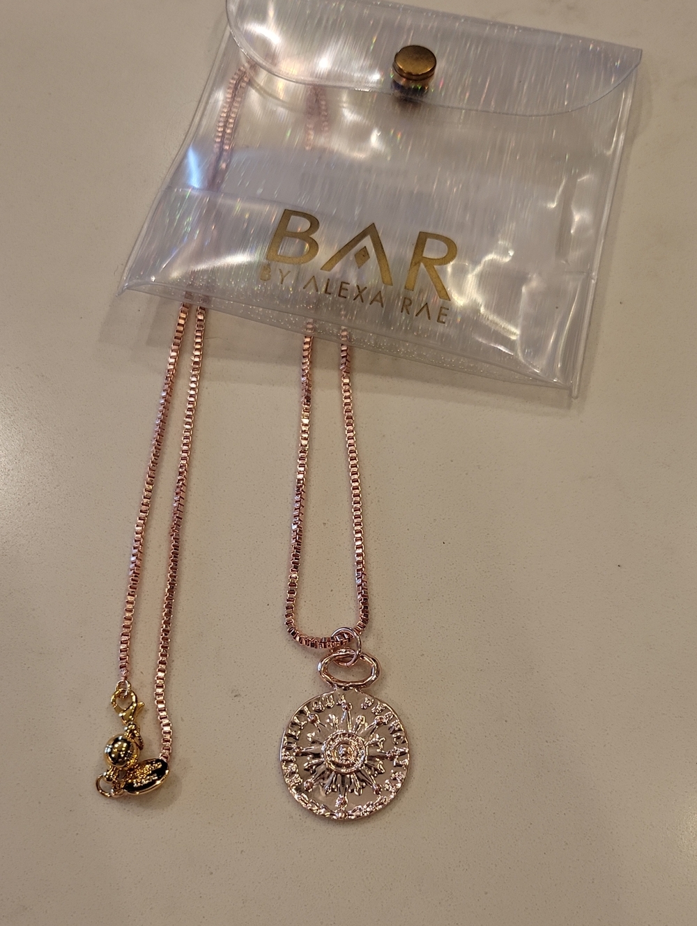 Pink Rose Gold Alexa Rae Long Pendant Necklace